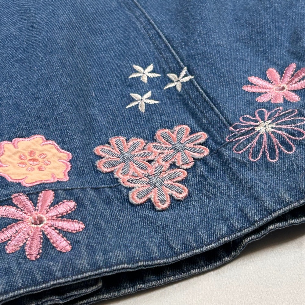 Toffee & Apple Womens L Embroidered Floral Butterfly Denim Jacket Cottagecore - Picture 9 of 9